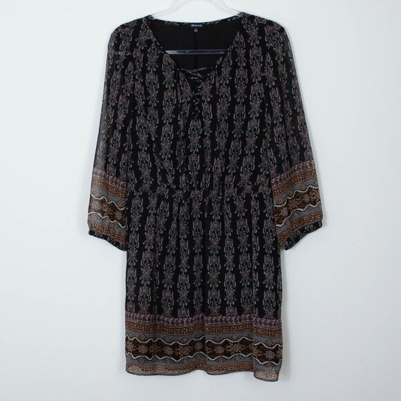 Madewell Lace Up Mini Dress in Burnished Floral  Womens Size 12 - Picture 4 of 11